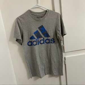 ADIDAS NAVY BLUE LOGO GREY TEE